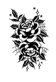 a black and white rose tattoo design