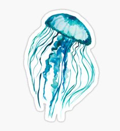 a blue jellyfish sticker on a white background