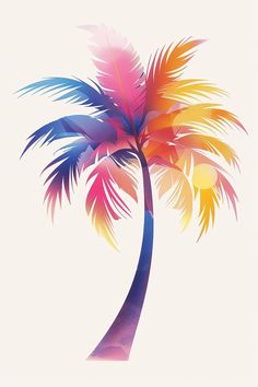 a colorful palm tree on a white background