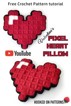 two crocheted heart shaped pieces with the text, free crochet pattern