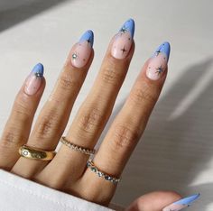 Blue Wedding Nails, Do It Yourself Nails, Light Blue Nails, Her Nails, Star Nails, Nail Art Summer, Chic Nails