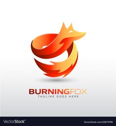 the logo for burning fox is orange and red