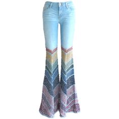 Made to Order Add Bellbottoms to Your Own Jeans Unisex Jeans Crochet... ($100) ❤ liked on Polyvore featuring jeans, pants, flare jeans, blue flare jeans, unisex jeans, crochet bell bottoms and flared jeans Crochet Bell Bottoms, Diy Flare Jeans, Crochet Jeans, Jeans Crochet, Bell Bottom Jeans Outfit, Crochet Bell, Easy Diy Clothes, Bell Jeans, Crochet Bottoms