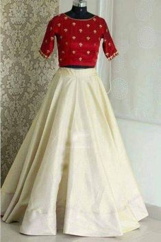 Half Saree Lehenga Simple, Kerala Style Skirt And Top, Traditional Skirt And Top, Bright Dresses, Onam Outfits, Long Skirt And Top, Lehenga Saree Design