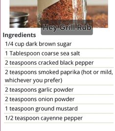 the ingredients to make homemade barbecue rubs in a jar