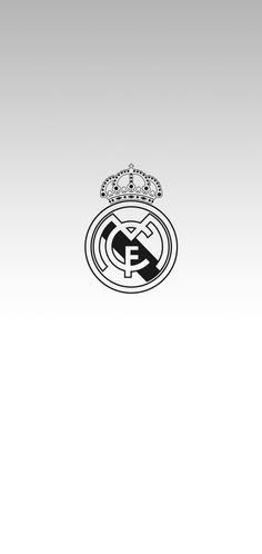 the real madrid logo is shown in black and white, with a crown on top