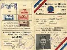 an old passport with stamps on the front and back pages, including one woman's name