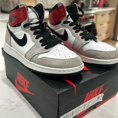 Youth Size 4 1/2 (Women’s 6) White/Black- Lt Smoke Grey Air Jordan 1 Retro High Og Gs- Worn Good Shape Grey Air Jordan 1, Jordan 1 Colors, Shoes Air, Air Jordan 1 Retro High Og, Air Jordan 1 Retro High, Womens Jordans, Air Jordan 1 Retro, Jordan 1 Retro High, Jordan 1 Retro