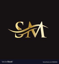 the letter s and m in gold color