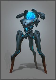 a futuristic robot with glowing eyes and arms