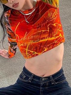 ⚡️Free Shipping 2022 Patchwork Printed Mesh Long Sleeve Crop Top Orange S under $16.00 in Tops&Tees at AnotherChill.com Online. Style: Casual/Street/Y2K/Punk/Grunge/Hip Pop. Fabric Content: Polyester, Spandex. Fit Type: Slim fit. Neckline: Crew Neck. Sleeve Length: Long Sleeve. : Shaped to a tighten silhouette, these bold colored crop tops made from stretchy mesh fabric, featured letter painted print and stitch seam design.. ✓2022 SUMMER OUTFITS. Check reviews and buy Patchwork Printed Mesh Long Street Y2k, Y2k Punk, Colorful Crop Tops, Mesh Crop Top, Bodycon Floral Dress, Punk Grunge, Slim Fit Top, Cropped Tops, Mesh Long Sleeve