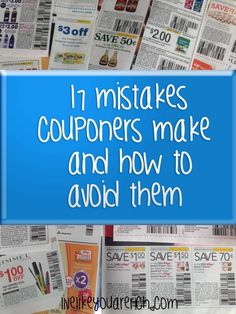 a pile of coupons with the words couping for beginners i tips that will save you thousands