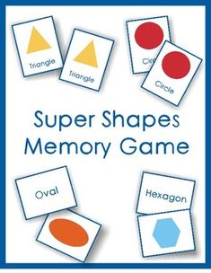 super shapes memory game for children to practice their handwriting and color recognition skills, includes matching cards