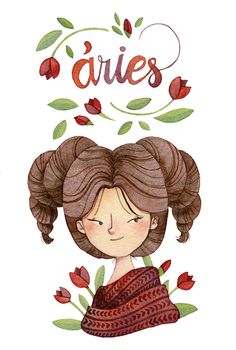 a drawing of a girl with her hair in a bun and the words aris above her head