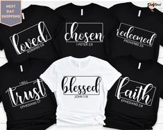 Chosen Shirt , Faith Shirt, Christian Shirt, Personalized Spiritual friend gift, Custom Church Tee, Peter 2:9, Religious Tee ORDERING: 1. Review all photos 2. Choose Size and Color from drop-down menu 3. If personalization box is available, add your text color 4. Add each shirt to cart one at a time 5. Click "Add to Cart" - you can go back to add more products 6. Click "Proceed to Checkout" 7. Add note to seller for any requests * We use several different brand shirts, all of them are premium qu Gift Black Long Sleeve Shirt, Black Long Sleeve Shirt Gift, Chosen Shirt, Church Shirt, Friends Day, Brand Shirts, Faith Shirt, Christian Shirt, Branded Shirts