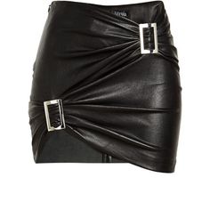 Mode Monochrome, Short Leather Skirts, Shiny Skirts, Shirred Skirt, Catty Noir, Textured Skirt, Gothic Rock, Ruched Skirt