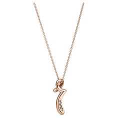 TIFFANY & Co. Elsa Peretti 18K Rose Gold Diamond Letter R Pendant Necklace Metal: 18K rose gold Chain: 16" long Pendant: 16mm long Diamond: 3 round brilliant diamonds, carat total weight .02 Hallmark: "TIFFANY&Co. Au750 ©PERETTI SPAIN" on chain tags Condition: Excellent condition, like new Tiffany price: $1,825 Authenticity Guaranteed Elsa Peretti, Rose Gold Chain, Letter R, Tiffany And Co, Long Pendant, Rose Gold Diamonds, Metal Necklaces, 18k Rose Gold, Tiffany & Co.