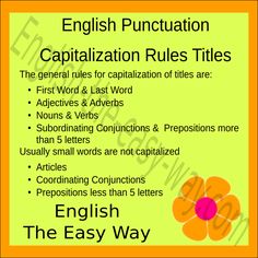 the english puncturion capitalization rules are shown in this poster, which is also