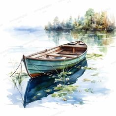 a painting of a boat in the water