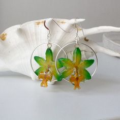 Orchid Drop Earrings With Sterling Silver | Devi & Co. Tropical Earrings, Bracelets Cute