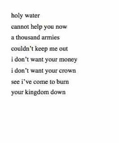 a poem written in black and white with the words i don't want your crown