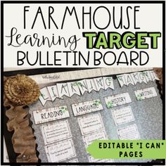 a bulletin board with the words farm house learning target bulletin board