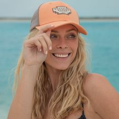 Melon | LS Trucker Hat With Curved Bill For Vacation, Outdoor Trucker Hat With Curved Bill, Casual Orange Trucker Hat For Outdoor, Trucker Baseball Cap With Curved Bill For Beach, Adjustable Orange Trucker Hat For Beach, Orange Snapback Trucker Hat For Summer, Orange Baseball Cap With Curved Brim For Beach, Orange Summer Trucker Baseball Cap, Orange Curved Brim Baseball Cap For Beach