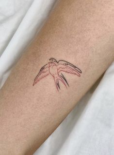 a small bird tattoo on the arm