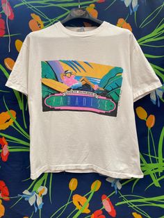 Vintage single stitch, 1980s T-shirt vacation shirt with neon graphic T-shirt Vintage, single-stitch, t-shirt, vintage shirt, vintage streetwear, retro single stitch, vintage graphic, retro graphic print, retro print abstract graphic, band graphic,