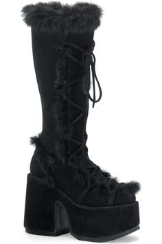 CAMEL-311 Black Vegan Leather Knee Boot-Knee Boots-Demonia-Black-10-Vegan Leather-SEXYSHOES.COM Hologram Shoes, Demonia Boots, Alternative Shoes, Demonia Shoes, Attitude Clothing, Dr Shoes, Leather Knee Boots, Black Platform Boots, Suede Boots Knee High