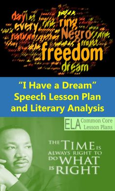 a poster with the words i have a dream, speech lesson plan and library analysis