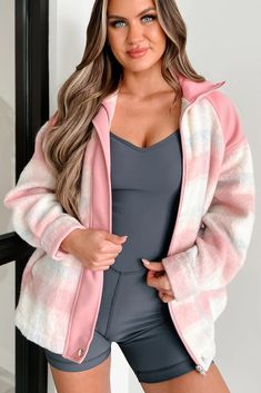 Won't Hold You Back Plaid Jacket (Pink Combo) · NanaMacs Fall And Winter Fashion, Flying Monkey Jeans, Casual Jackets, Large Dress, Jeans Size Chart, Plaid Jacket, Trendy Clothes For Women, Small Dress, Fashion Seasons