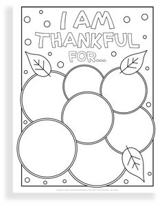 a coloring page with the words i am grateful for on it and four oranges