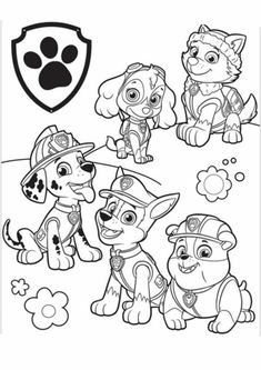 paw patrol coloring pages for kids to print out and color with the puppies in their costumes