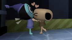 an animated character is kissing another character