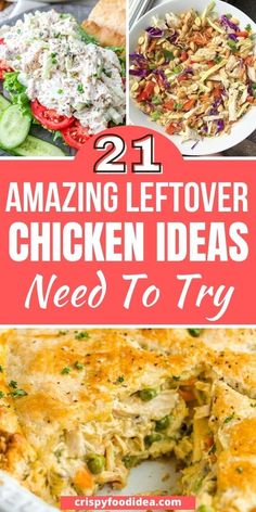 These amazing leftover chicken recipes are meal prep and great for lunch or dinner. Recipes For Leftover Chicken Main Dishes, Let Over Chicken Recipe, Rotessire Chicken Leftover Recipes, Leftover Chicken And Bacon Recipes, What To Make With Pulled Chicken, Recipes With Leftover Chicken Tenders, Leftover Ground Chicken Recipes, Pulled Chicken Pasta Recipes, Leftover Rottiserie Chicken Recipe