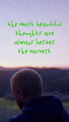 the back of a person's head with a quote above it that reads, the most beautiful heights are always between the areas