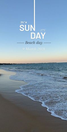 an advertisement for the beach day is shown in front of the ocean and blue sky