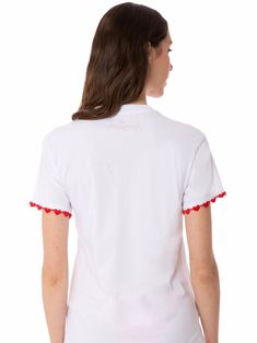 Woman cotton t-shirtI love St. Barth embroideryRound neckShort sleeves with heart embroideries and St. Barth logoComposition:100% cotton | MC2 Saint Barth Women's Cotton T-shirt With Heart Embroidered in White | SS20 Cotton Crew Neck Top With Embroidered Hem, Short Sleeve Cotton Tops With Embroidered Logo, Cotton Tops With Embroidered Logo And Short Sleeve, White Short Sleeve Top With Embroidered Hem, White Embroidered Hem Top With Short Sleeves, Cotton Graphic Tee With Heart Patch, Cotton T-shirt With Heart Patch, Short Sleeve, Cotton T-shirt With Heart Graphic, Short Sleeve, Cotton T-shirt With Heart Patch