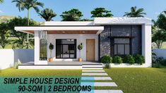 a small house design with two bedroom and an open floor plan in the front yard