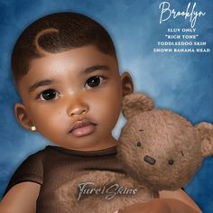 a digital painting of a young boy holding a teddy bear in front of a blue background