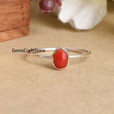 Item Description :- Material - Pure 925 Solid Sterling Silver Gemstone - Natural Red Coral Gemstone Shape - Oval  Gemstone Size - 5x7 mm  Ring Weight - 2 Gram Approx. Ring Size - 3 to 16 US  Shipping : Free Standard Shipping Worldwide Payment Policy :- We accept payment through PayPal. All payments must be made within 7 days of purchase. If you are experiencing some difficulty in paying through PayPal and need additional time, please  contact us. Shipping Policy :- All United States parcel will Classic Adjustable Red Ring, Adjustable Oval Red Ring, Adjustable Red Oval Ring, Oval Rings With Simple Design For Gifts, Simple Design Oval Rings For Gifts, Red Gemstone Stackable Rings In Sterling Silver, Red Gemstone Sterling Silver Stackable Rings, Red Gemstone Stackable Rings For Gifts, Adjustable Red Oval Ruby Ring