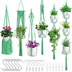 PRICES MAY VARY. VALUE PRESENT PACKAGE: Macrame plant hanger included six Different Sizes Crochet Plant Hangers, six“S” Hook, six Ceiling Hook, six Expansion Tube. Unique creative design, modern, retro style hanging plant add the perfect touch to your room and living room, you can hang indoor plant hangers on the ceiling in the living room, bathroom, bedroom and office. Great for indoor and outdoor décor HEAVY DUTY KNOTS: Hanging plant holders are handcrafted from high quality, strong, soft and Plant Holders Indoor, Hanging Indoor Plants, Indoor Plant Hangers, Crochet Plant Hanger, Vertical Wall Planters, Macrame Hanging Planter, Macrame Home Decor, Indoor Flower Pots, Plant Pot Holders