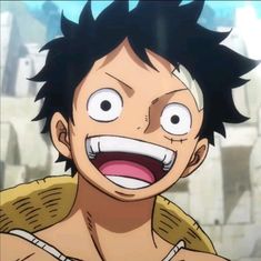 an anime character with black hair and big eyes has his mouth wide open while looking at the camera