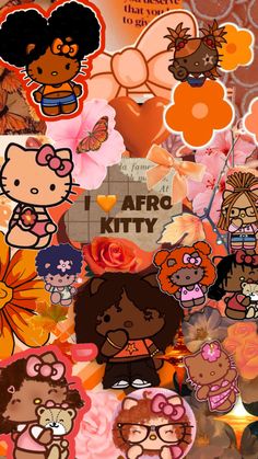 an image of many different stickers on a phone screen with the words afro kitty