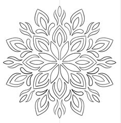 a black and white snowflake with leaves on it