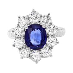 "3.80 Carats Natural Sapphire and Diamond 18K Solid White Gold Ring Total Natural Oval Cut Sapphire Weights: Approx. 1.90 Carats Sapphire Measures: Approx. 8.00 x 7.00mm Sapphire treatment: Diffusion Natural Round Diamonds Weight: Approx. 1.90 Carats (color G-H / Clarity SI1-SI2) Ring size: 7 (free re-sizing available) Ring total weight: Approx. 6.8 grams Disclaimer: all weights, measurements and colors are approximate and may vary slightly from the listed dimensions or as seen in the image. All pictures are magnified to show the smallest of details. Please, refer to the item description for actual weight and size evaluation. SKU #PA41 White Gold Ring, Natural Sapphire, Sapphire Diamond, Cocktail Rings, White Gold Rings, Oval Cut, All Pictures, Gold Ring, Round Diamonds