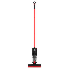 a red and black vacuum cleaner on a white background