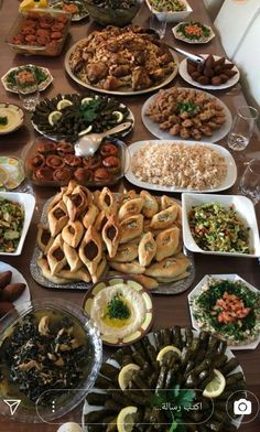 a long table filled with lots of food