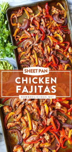 sheet pan chicken fajitas with peppers and onions